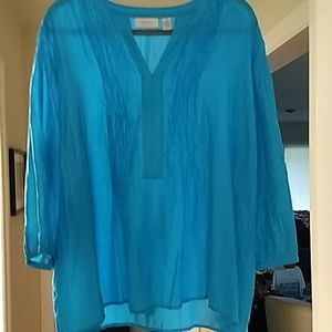 Chico's blue top/ shirt size 3